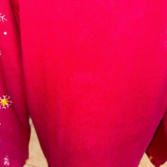 Designers Originals Studio L Red Ugly Christmas Holiday Sweater Skating Penguins - Picture 13 of 14